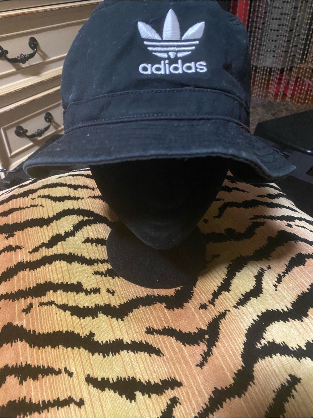 adidas Black Bucket Hat with White Trefoil large